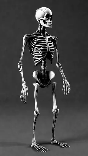 Los huesos del cuerpo humano en un esqueleto